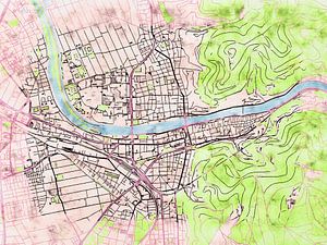 Karte von Heidelberg im stil 'Soothing Spring'