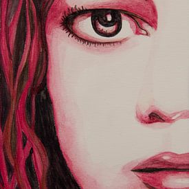 Red girl watercolor by anja verbruggen