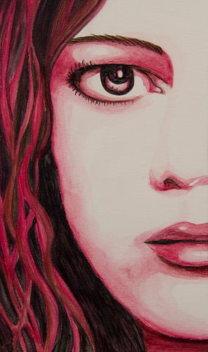 Red girl watercolor sur anja verbruggen
