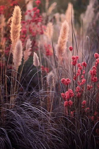 Dancing Pink Sprites under a Radiant Golden Sun in the Wind