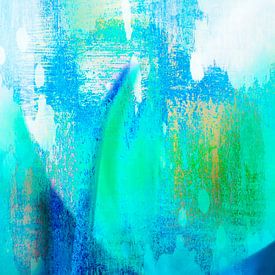 Abstract in blauw-groen-turquoise tinten van Ellen Driesse