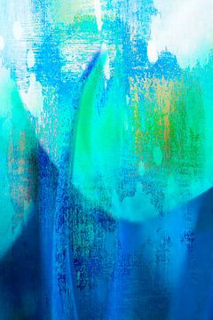 Abstract in blauw-groen-turquoise tinten