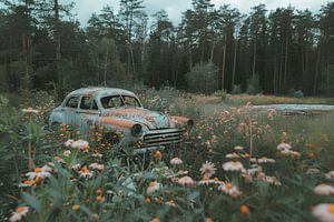 Natürliche Nostalgie - Vernachlässigter Oldtimer am Teich.