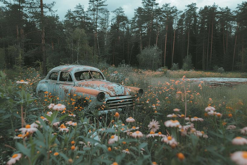 Natürliche Nostalgie - Vernachlässigter Oldtimer am Teich. von Karina Brouwer