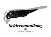 Schiermonnikoog | Artistieke landkaart | Eilandsilhouet | Zwart en wit van ViaMapia thumbnail