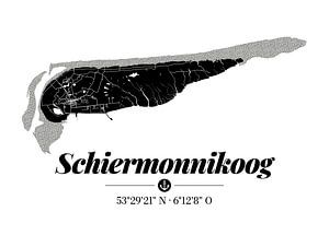 Schiermonnikoog | Artistieke landkaart | Eilandsilhouet | Zwart en wit van ViaMapia