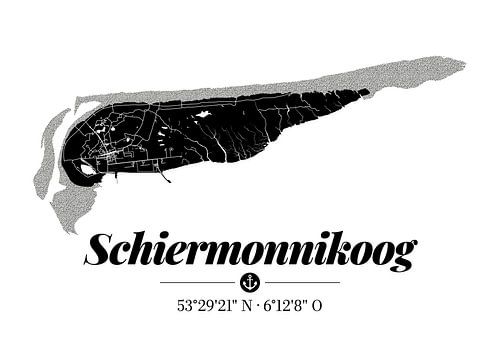 Schiermonnikoog | Minimalist Island Map Design | Black & White