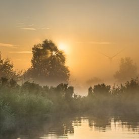A beautiful sunrise in the watery surroundings of Grouw by Goffe Jensma