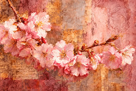 Botanische Mixed-Media-Kunst: Romantischer Kirschblütenzweig von Studio Pieternel