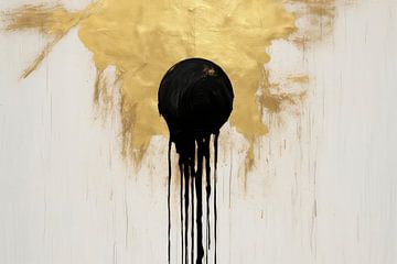 Black circle with paint and gold by Digitale Schilderijen