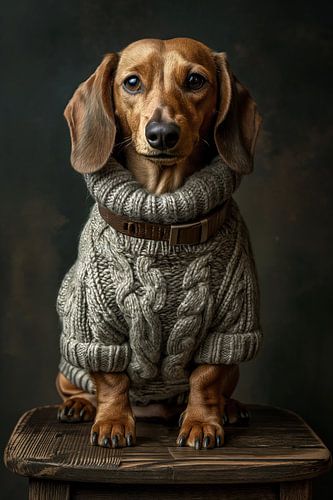 Dogs - Dachshund - Knitted jumper - no 2 by Marianne Ottemann - OTTI