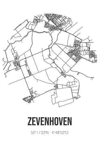 Zevenhoven (Süd-Holland) | Landkarte | Schwarz-Weiß