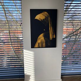 Klantfoto: Meisje met de Parel – Golden Years Edition van Marja van den Hurk, op canvas