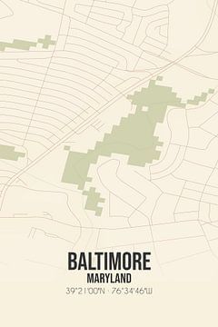 Alte Karte von Baltimore (Maryland), USA. von Rezona