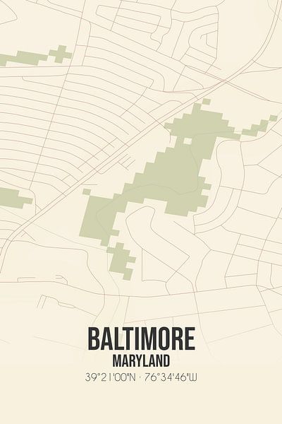 Carte ancienne de Baltimore (Maryland), Etats-Unis. par Affiches de lieux