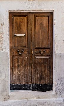 Porte d'entrée en bois brun vieilli sur Alex Winter