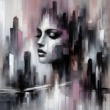 Girl in the City Mauve by FoXo Art