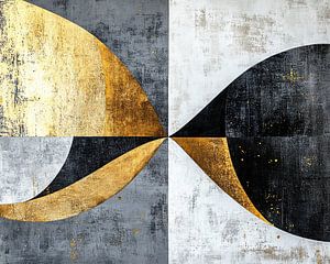 Abstrakte Formen in Gold und Schwarz