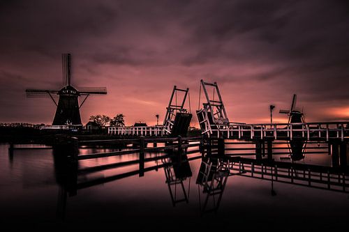 Zonsopkomst in Kinderdijk.
