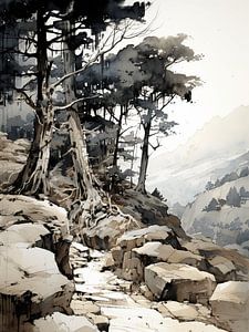 Wald Berge Felsen Weg Gebirge Landschaft Einsamkeit