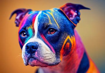Portret van een hond met gekleurd haar, Kunstillustratie