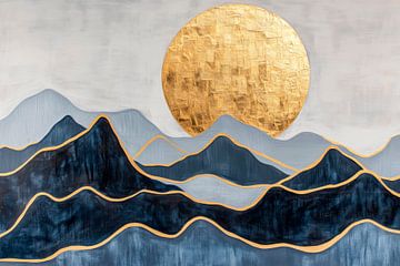 Montagnes dorées sous le soleil sur Poster Art Shop