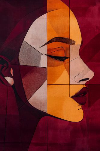 Female Portrait in Geometric Warmth