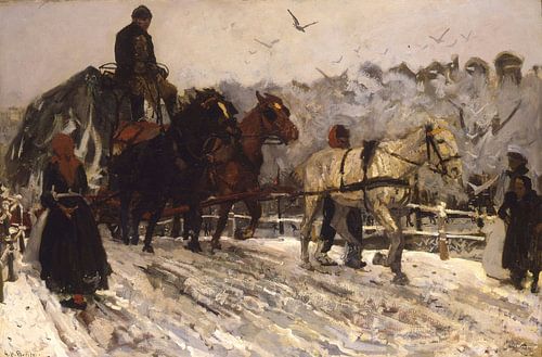 Sleperspaarden in de sneeuw, George Hendrik Breitner