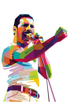 Freddie Mercury in Popart-Wpap stijl van Yusuf Dedi Wijaya