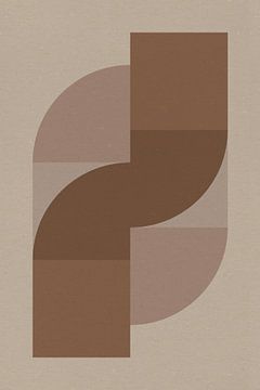 Art géométrique abstrait moderne de style rétro en brun et beige No 16 sur Dina Dankers