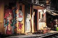 Cartoon train street Hanoi
