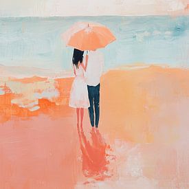 Couple à la plage sur Peintures accrocheuses