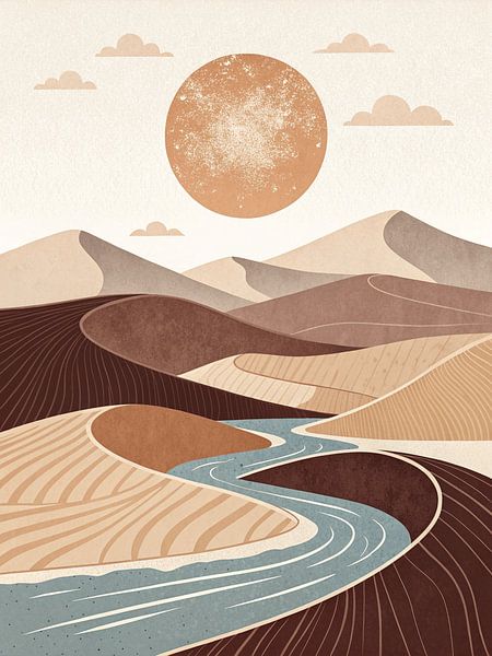 Coucher de soleil sur l'oasis du désert par Artistic
