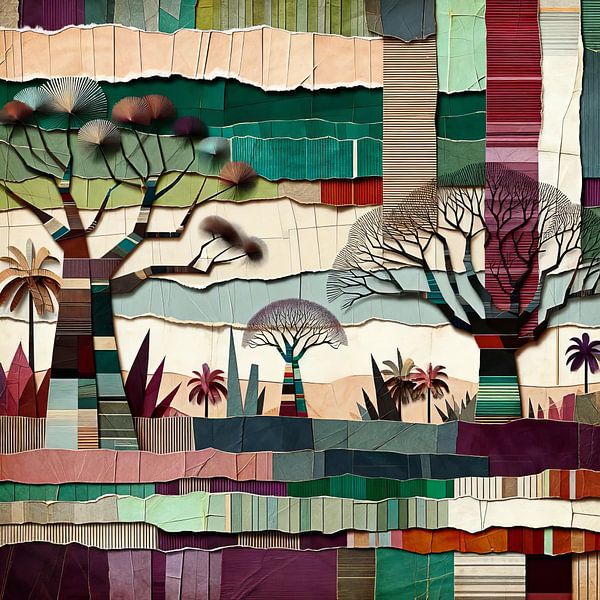 Collage Fantasiewald in Afrika von Lois Diallo