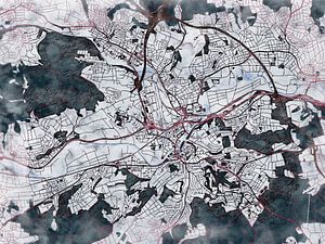 Karte von Wetzlar im stil 'White winter'