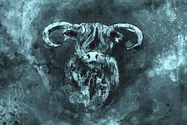 Tough Scottish Highlander in Türkis Farbe von Emiel de Lange