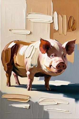Abstract varken met verfstreken