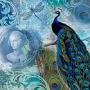 Blue peacock with medallion by christine b-b müller thumbnail