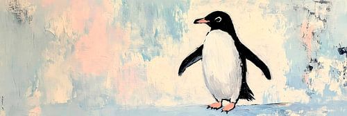 Een kleine pinguïn in de sneeuw