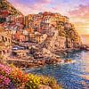 Golden Sunset Italian Coast – Colorful Cliffside Village by Dodik Hariyono