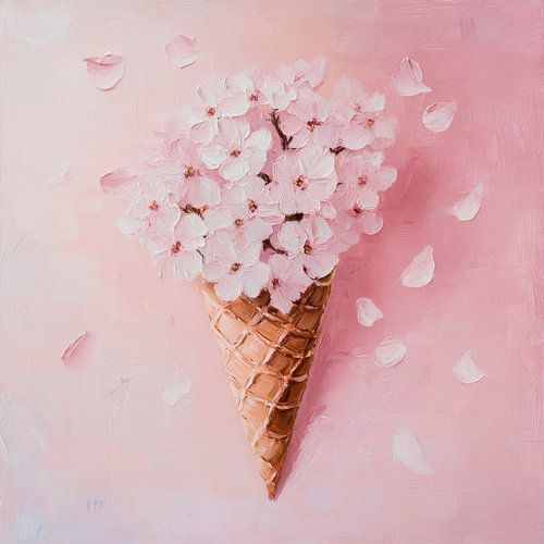 Bloesems in de wafelhoorn