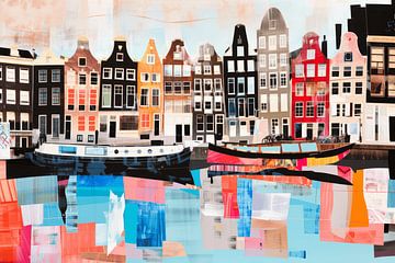 Aan de Amsterdamse grachten, collage van Amsterdam van Studio Allee