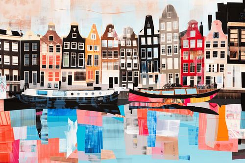 Sur les canaux d'Amsterdam, collage d'Amsterdam