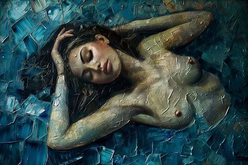 beeld vrouw in van Goghkleuren