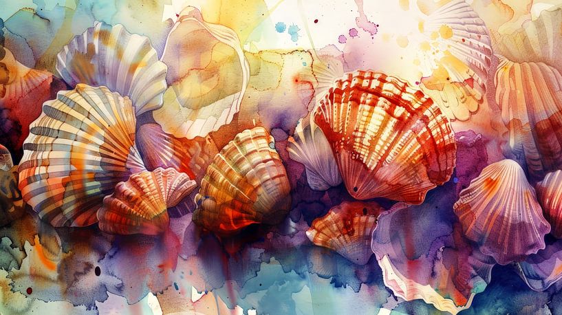 Aquarel Schelpen van ByNoukk