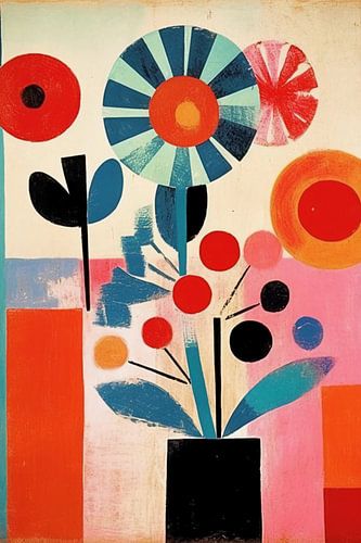 Abstracte bloemen in een vaas