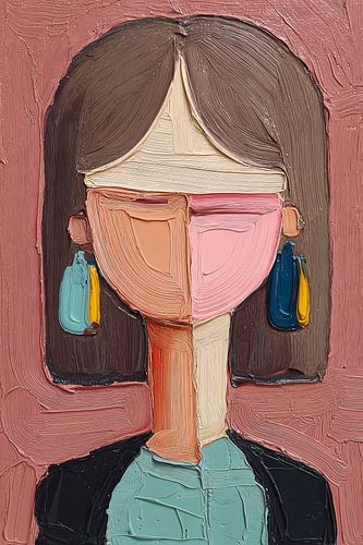 Abstract Impasto-Portret van een Vrouw no.5