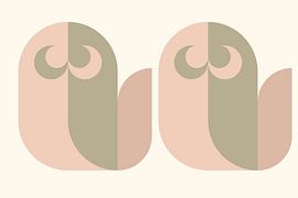 Mid-Century Bauhaus formes arquées en couleurs naturelles sur Mad Dog Art