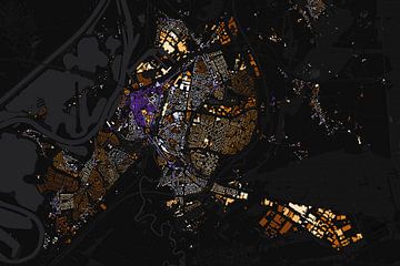 Kaart van Roermond abstract van Maps Are Art