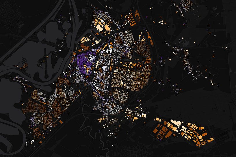 Carte de l'abstrait Roermond par Maps Are Art